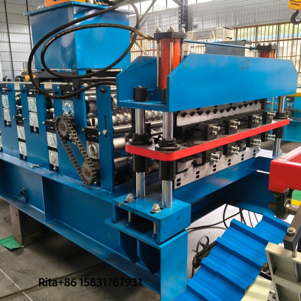 Hydraulic shear and guide pillars of the IBR and corrugated double layer machine