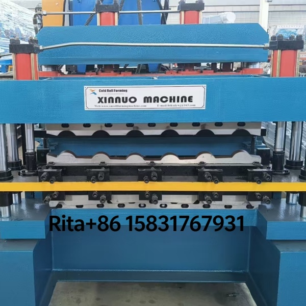 Hydraulic shear and guide post mechanism of double deck roll forming machine