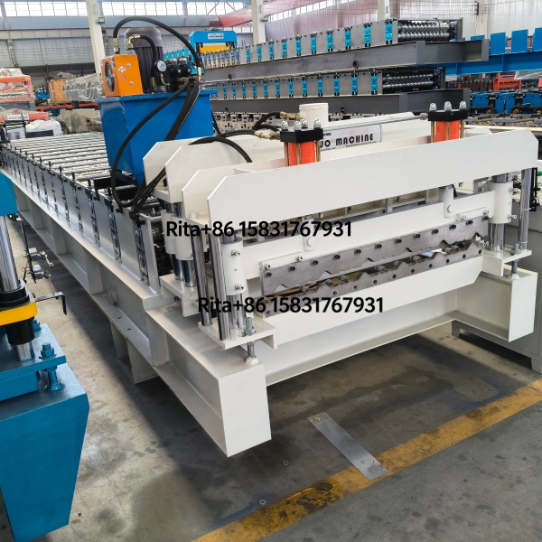 PLC control high precision customized color coated metal glazed tile roll forming machine main body with heavy duty welded steel frame