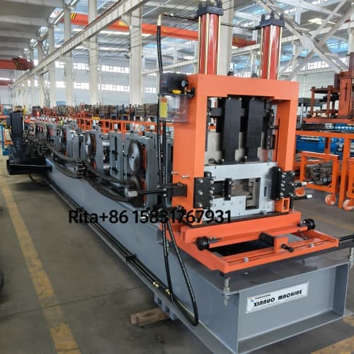 Heavy duty C purlin roll forming machine main body with precision roller stations