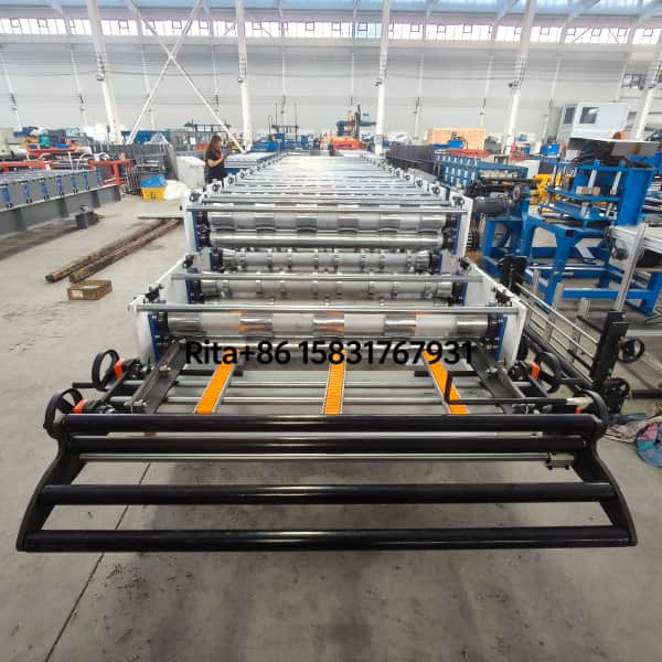 Feeding decoiler section of the double deck IBR roofing machine