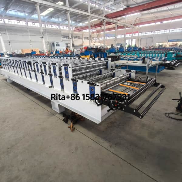 Left side view of the metal sheet double deck IBR roofing roll forming machine