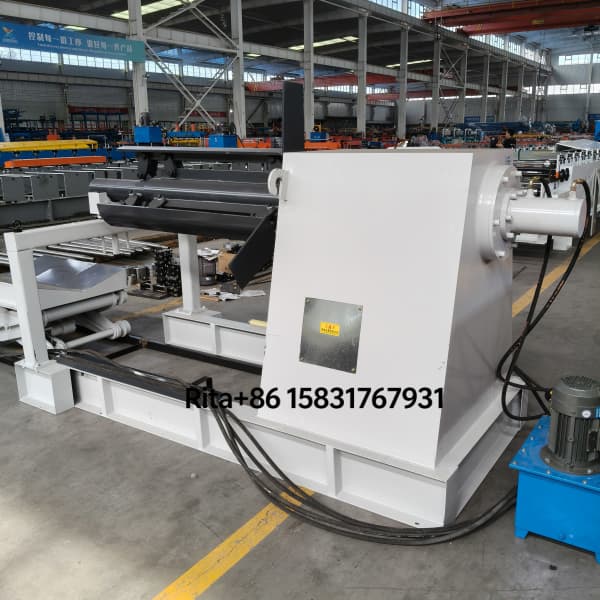 automatic-plc-control-hydraulic-decoiler-with-coil-motorized-loading-trolley