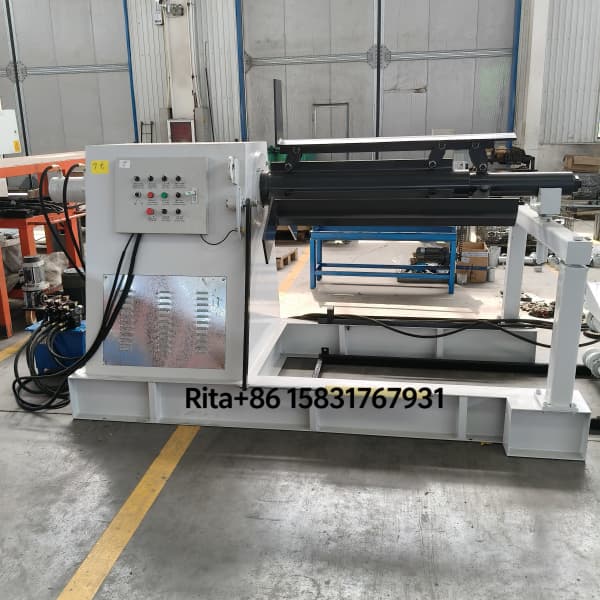 automatic-plc-control-hydraulic-decoiler-with-coil-motorized-loading-trolley