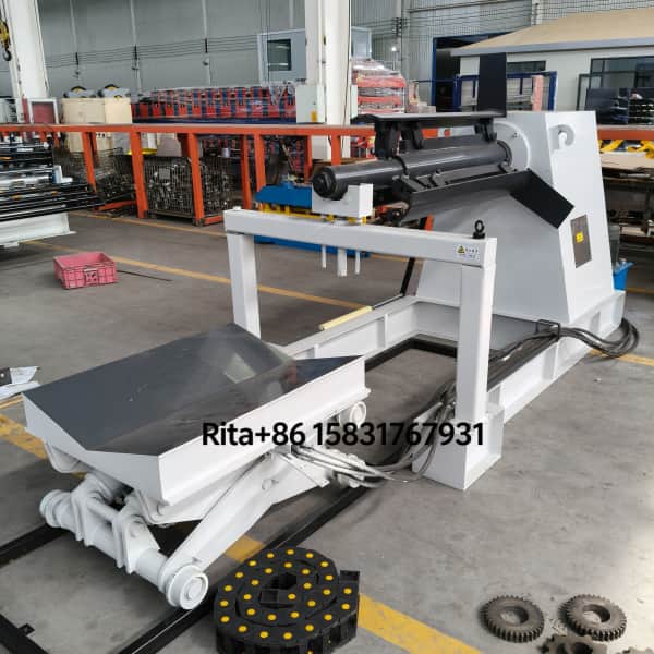 automatic-plc-control-hydraulic-decoiler-with-coil-motorized-loading-trolley