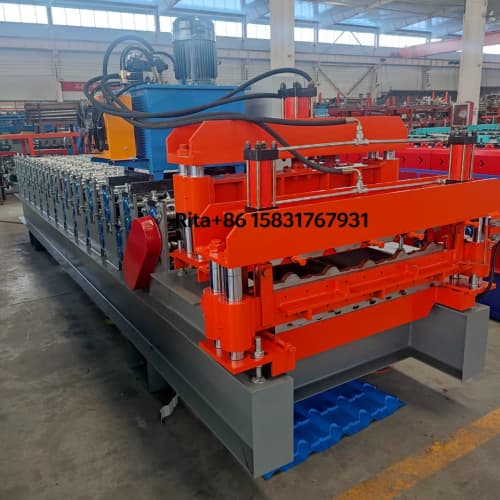 Whole main body structure of full automatic double layer metal roof roll forming machine manufactured by Hebei Xinnuo