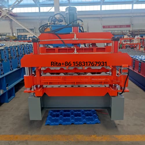 Hydraulic cutting shear mechanism matched with double layer roof panel forming machine
