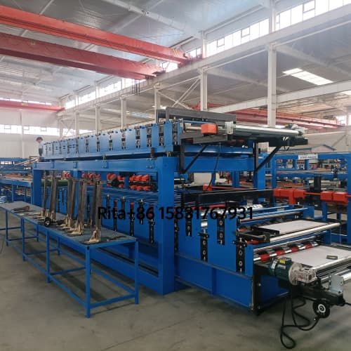 right side full view of waterproof Z lock sandwich panel complete production line