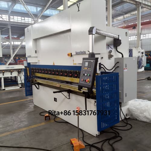 Right side view of metal plate folding press brake