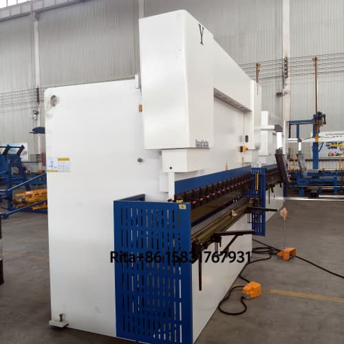 Left side view of industrial hydraulic press brake