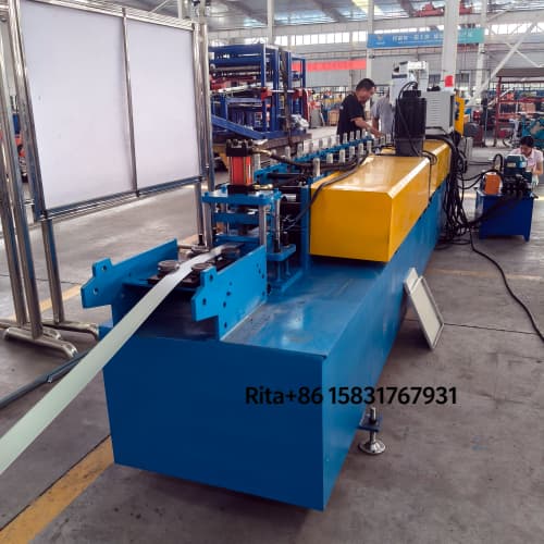 Feeding part of the machine where the aluminum coil is guided into the rollers