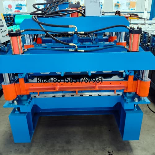 Double layer machine hydraulic cutting system