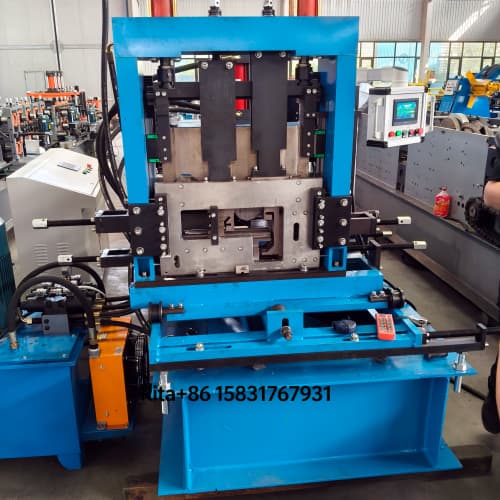 Automatic hydraulic cutting section of the High Precision C Z Purlin Forming Machine with flying cut system