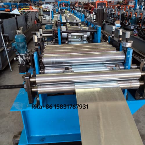Automatic material feeding section of the High Precision C Z Purlin Forming Machine with decoiler and precision guide system