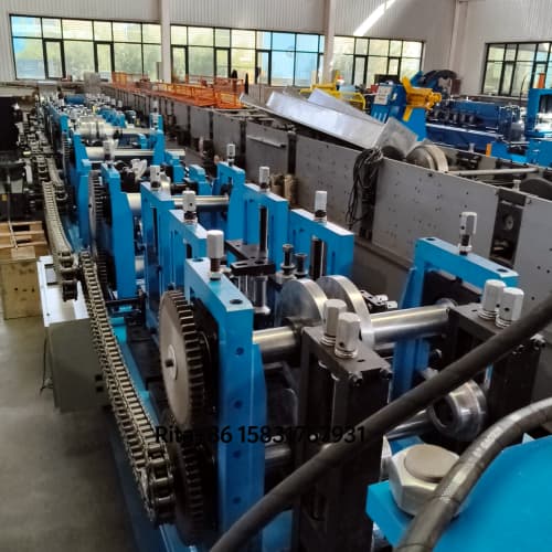 Precision forming roller detail of the High Precision C Z Purlin Forming Machine showing Cr12MoV roller material and heat treatment