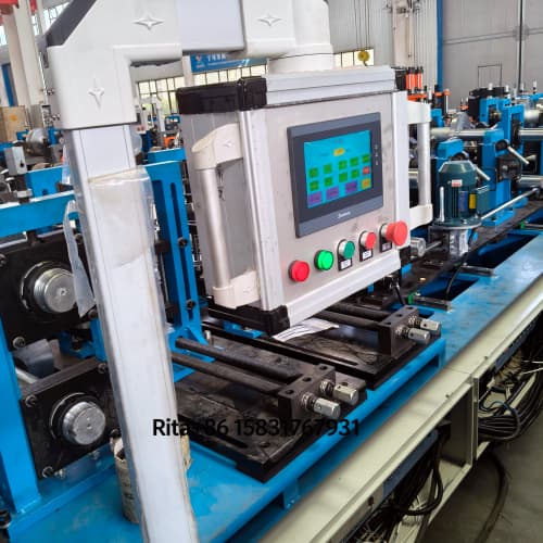 PLC touch screen electrical control system panel of the Industrial C Z Purlin Roll Forming Machine Production Line