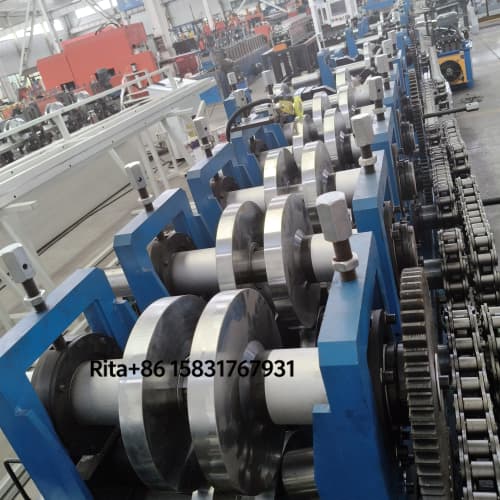 Precision forming roller detail of the Industrial C Z Purlin Roll Forming Machine Production Line showing Cr12MoV roller material and heat treatment