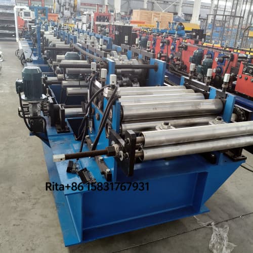 Automatic material feeding section of the Industrial C Z Purlin Roll Forming Machine Production Line with decoiler and precision guide system