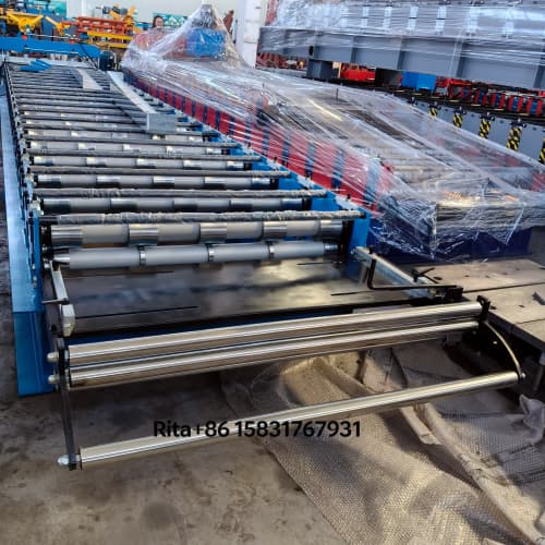Automatic material feeding section of the Trapezoidal Metal Roof Roll Forming Machine with decoiler and precision guide system