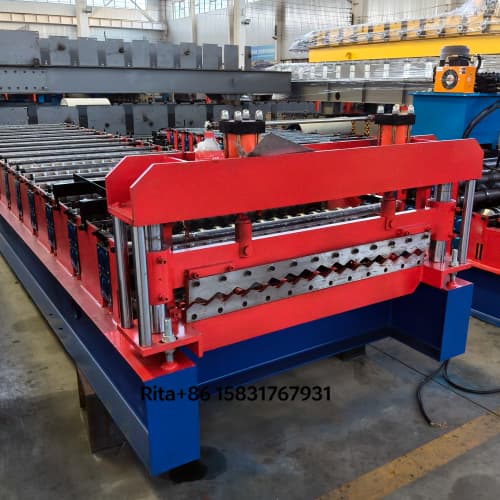 Corrugated Roof Sheet Making Machine main body - full view of the metal tile roll forming production line