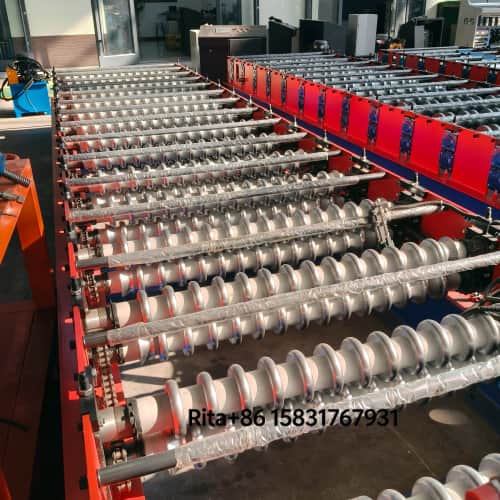 Detailed view of automatic corrugated roof sheet machine main body