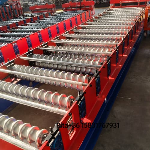 Detailed view of high speed corrugated roof sheet machine main body