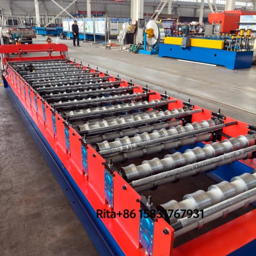 TP40 trapezoidal roof sheet machine feeding section with decoiler and guide rollers