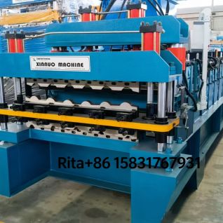 Steel Coil Roof and Wall Panel Double Deck Roll Forming Machine PLC Auto Control 0.3-0.8mm Thickness for Sale