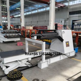 Automatic PLC Control Hydraulic Decoiler with Coil Motorized Loading Trolley